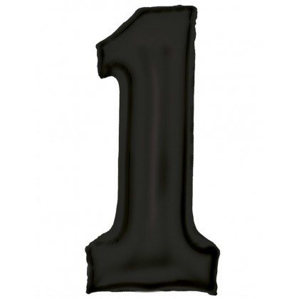 N34 Large Number Silk Lustre 1 Black Foil Balloon