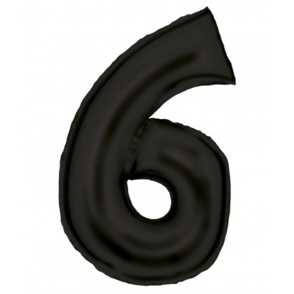 N34 Large Number Silk Lustre 6 Black Foil Balloon