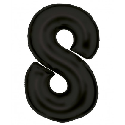 N34 Large Number Silk Lustre 8 Black Foil Balloon