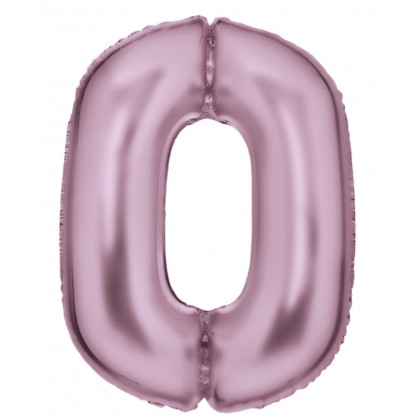 N34 Large Number Silk Lustre 0 Pastel Pink Foil Ba