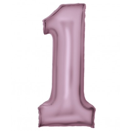 N34 Large Number Silk Lustre 1 Pastel Pink Foil Ba