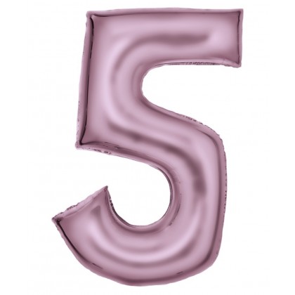 N34 Large Number Silk Lustre 5 Pastel Pink Foil Ba