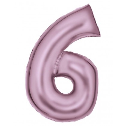 N34 Large Number Silk Lustre 6 Pastel Pink Foil Ba