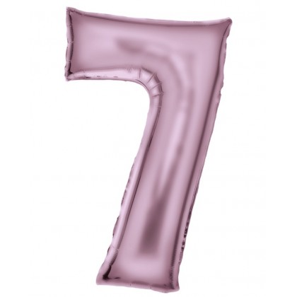 N34 Large Number Silk Lustre 7 Pastel Pink Foil Ba