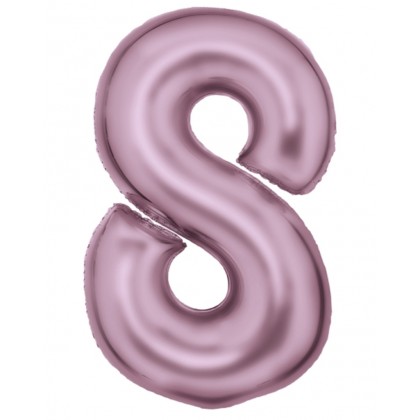 N34 Large Number Silk Lustre 8 Pastel Pink Foil Ba