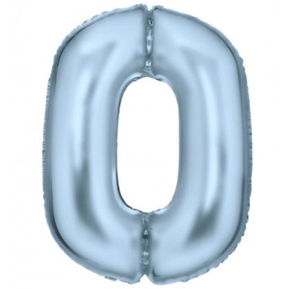 N34 Large Number Silk Lustre 0 Pastel Blue Foil Ba