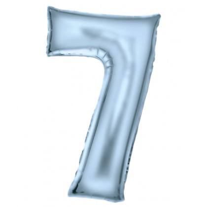 N34 Large Number Silk Lustre 7 Pastel Blue Foil Ba