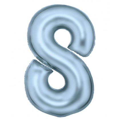 N34 Large Number Silk Lustre 8 Pastel Blue Foil Ba