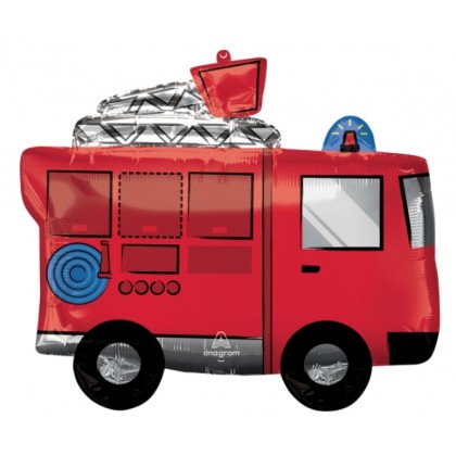 P35 SuperShape Fire Truck Foil Balloon P35 Package