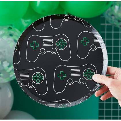 Eco Paper Plate - Gaming Print - Black