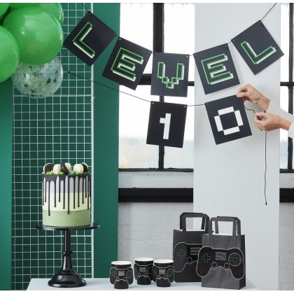 Bunting - Level Up, Customisable Age Bunting Black