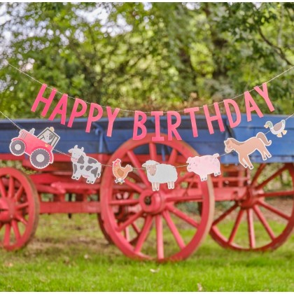 Balloon Bunting - Triple Layer Happy Birthday Farm