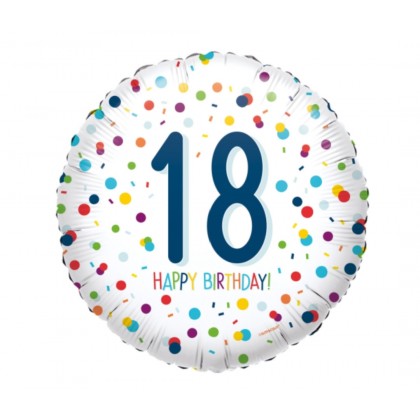 S40 Standard EU Confetti Bday 18 Foil Balloon S40
