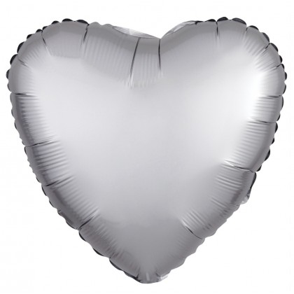 C16 Standard Silk Lustre Silver Heart Foil Balloon