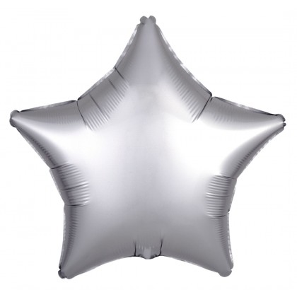 C16 Standard Silk Lustre Silver Star Foil Balloon