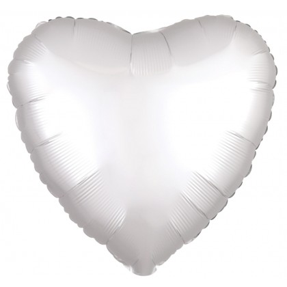 C16 Standard Silk Lustre White Heart Foil Balloon