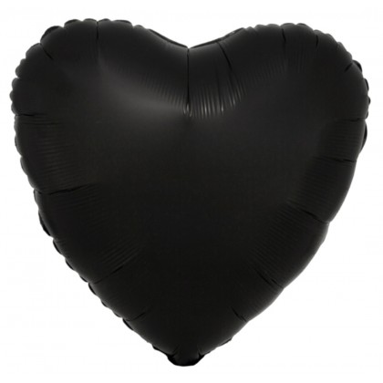 C16 Standard Silk Lustre Black Heart Foil Balloon