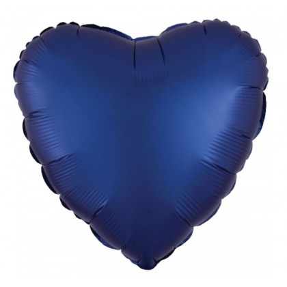 C16 Standard Silk Lustre Navy Blue Heart Foil Ball