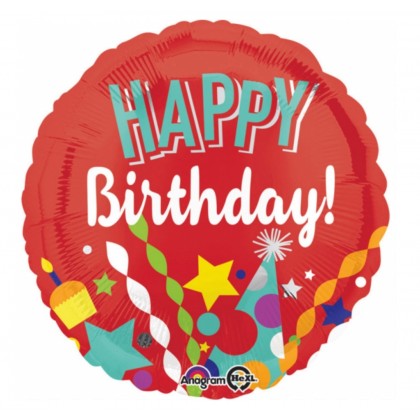 S40 Standard Festive HBD Foil Balloon S40 Packaged