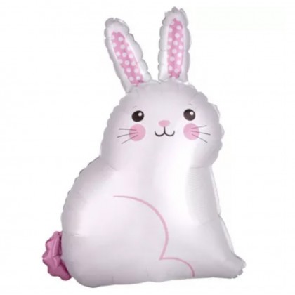 S50 Junior Shape White Satin Bunny Foil Balloon S5