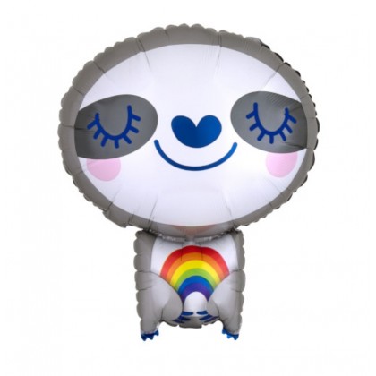 S50 Junior Shape Sloth with Rainbow Foil Balloon S
