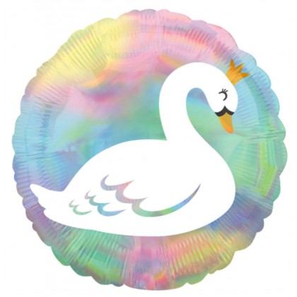 S55 Standard Iridescent Pastel Swan Foil Balloon S