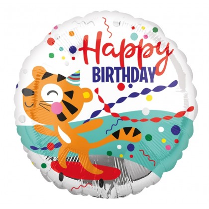 S40 Standard Happy Tiger Birthday Foil Balloon S40