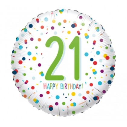 S40 Standard EU Confetti Bday 21 Foil Balloon S40