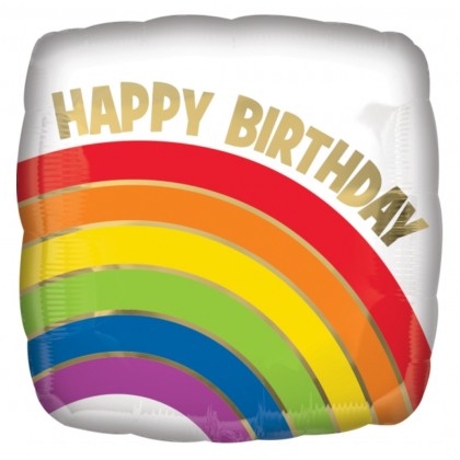 S40 Standard Birthday Gold Rainbow Foil Balloon S4