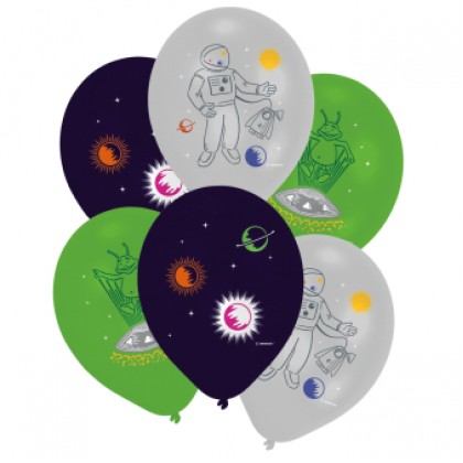 6 Latex Balloons Space Party 11"/27.5 cm