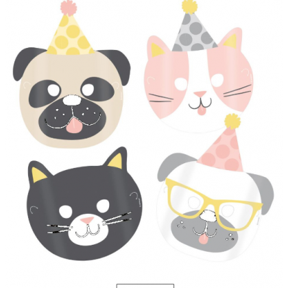 8 Masks Hello Pets Paper 16.7 x 23.2 cm