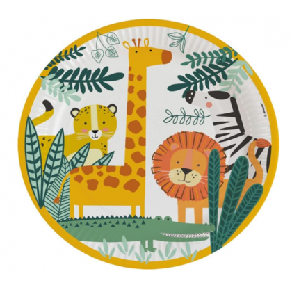 8 Plates Get Wild Round Paper 23 cm