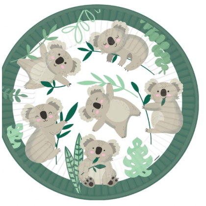 8 Plates Koala Round Paper 23 cm