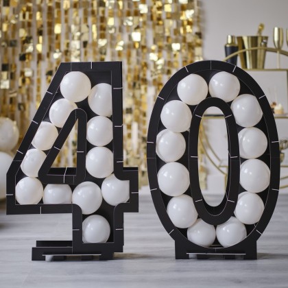Black 40th Balloon Mosaic Frame Decoration