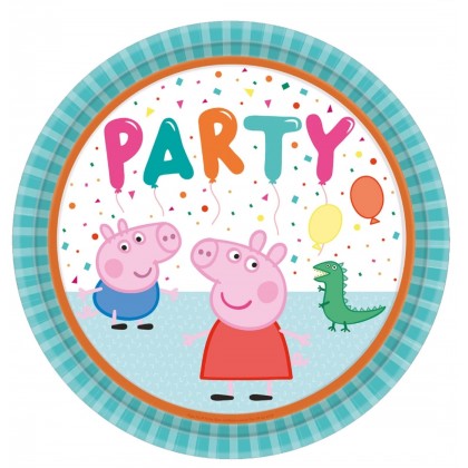 8 Plates Peppa Pig Round Paper 23 cm