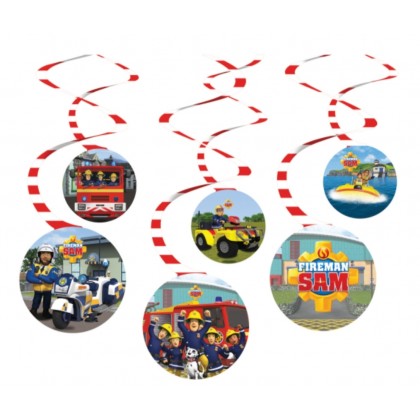 6 Swirl Decorations Fireman Sam Paper