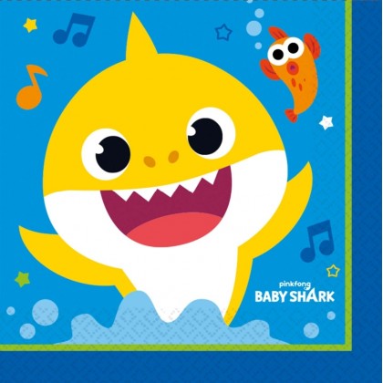 16 Lunch Napkins Baby Shark 33 x 33 cm