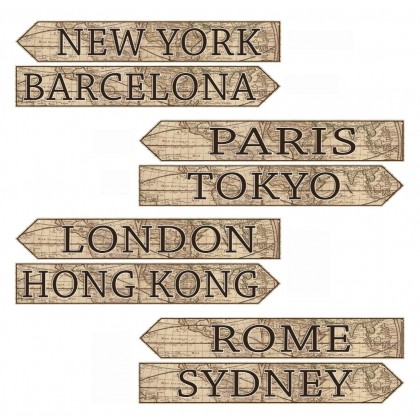 Around The World Street Sign Cutouts