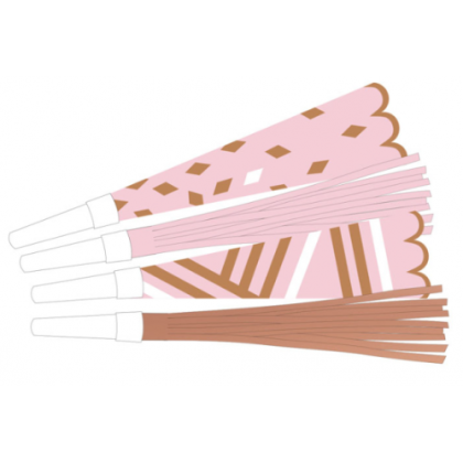 8 Horns Rose Gold Birthday Paper / Plastic Length 22,5 cm