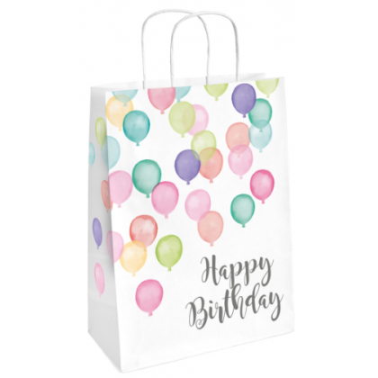 2 Paper Bags Happy Birthday Pastel 31.5 x 13.1 cm