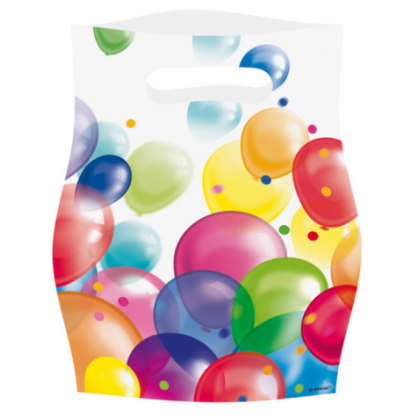 8 Party Bags Balloons Plastic 23.4 x 16.2 cm