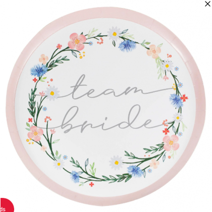 8 Plates Boho Bride Round Paper 25 cm
