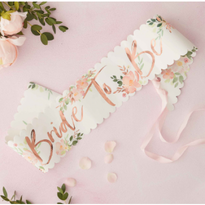2 Sashes Floral Hen Party Paper / Foil 76 x 10 cm