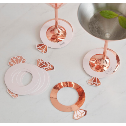 Drink Markers - Ring Shaped - Rose Gold Foil