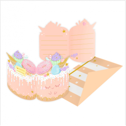 8 Invitations & Envelopes Crazy Cake Paper