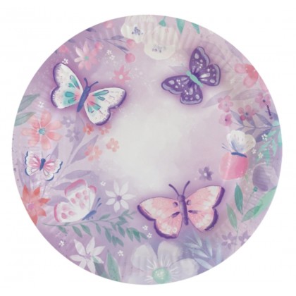 8 Plates Flutter Round Paper 23 cm