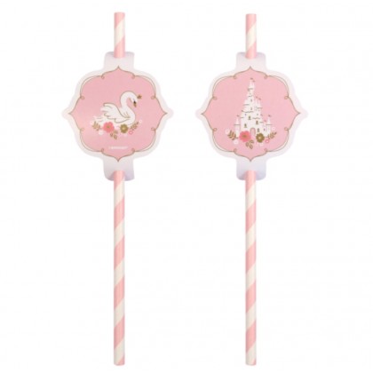 8 Paper Drinking Straws Princess for a Day 19,7 cm