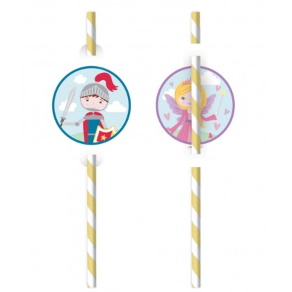 8 Drinking Straws Princess & Knight Paper