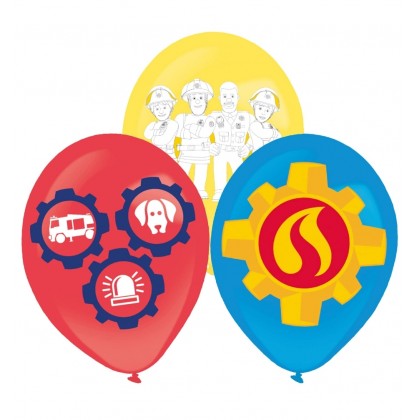 6 Latex Balloons Fireman Sam 27,5 cm / 11"