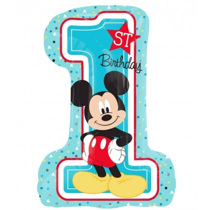 SuperShape Mickey 1st Birthday Foil Balloon P38 Pa